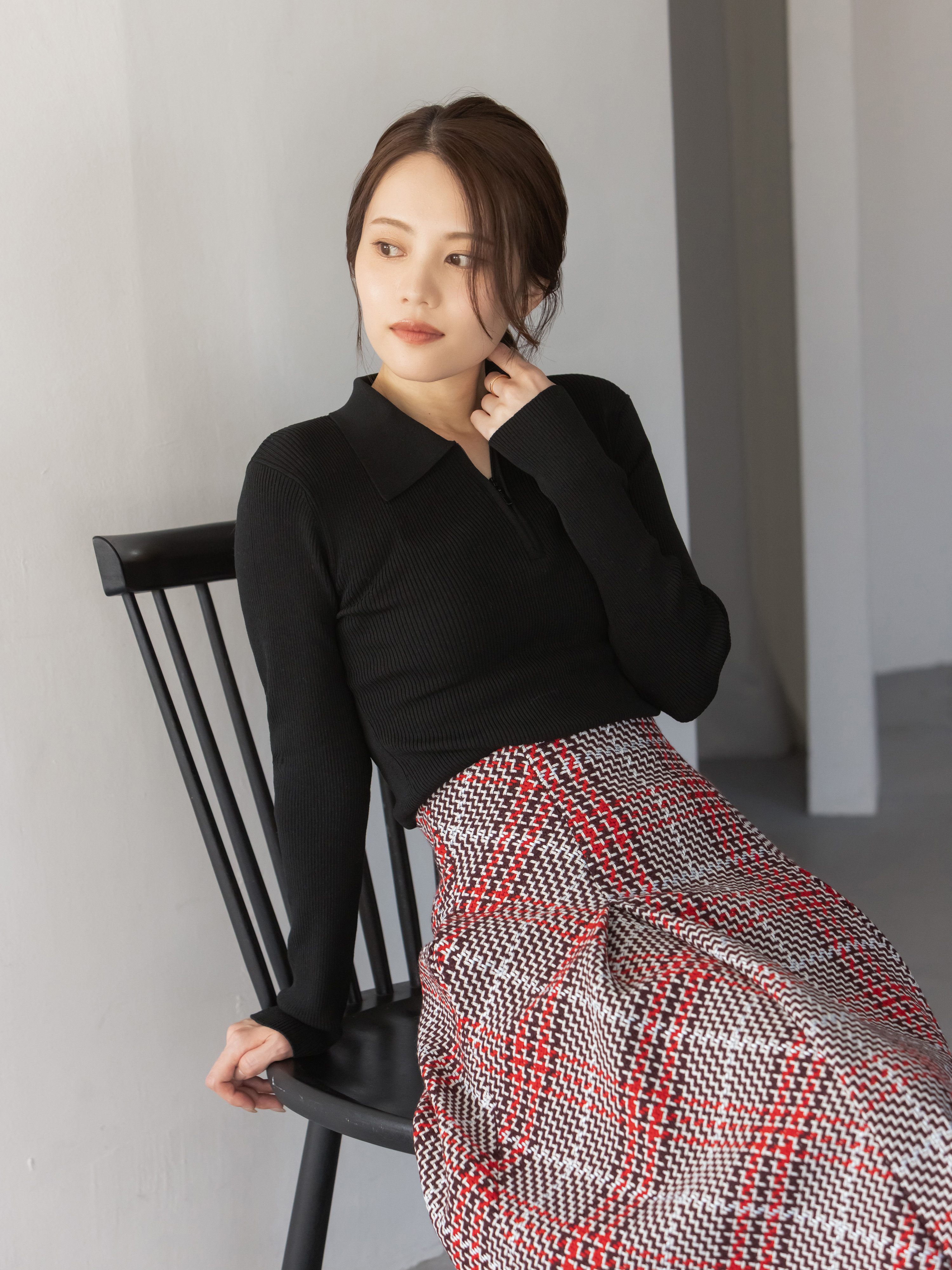 （新品・未使用）SNIDEL ロービングチェックロングスカート　０サイズ ロービングチェックロングスカート(ロングスカート)｜スカート