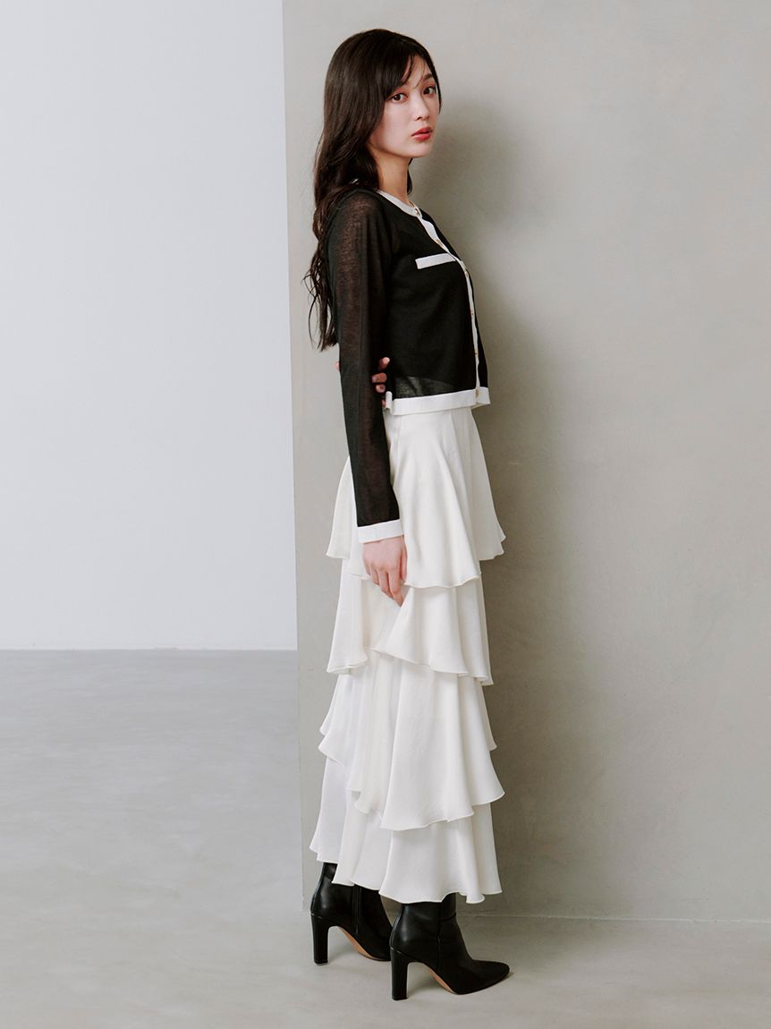 サテンナローティアードスカート(ロングスカート)｜スカート｜SNIDEL