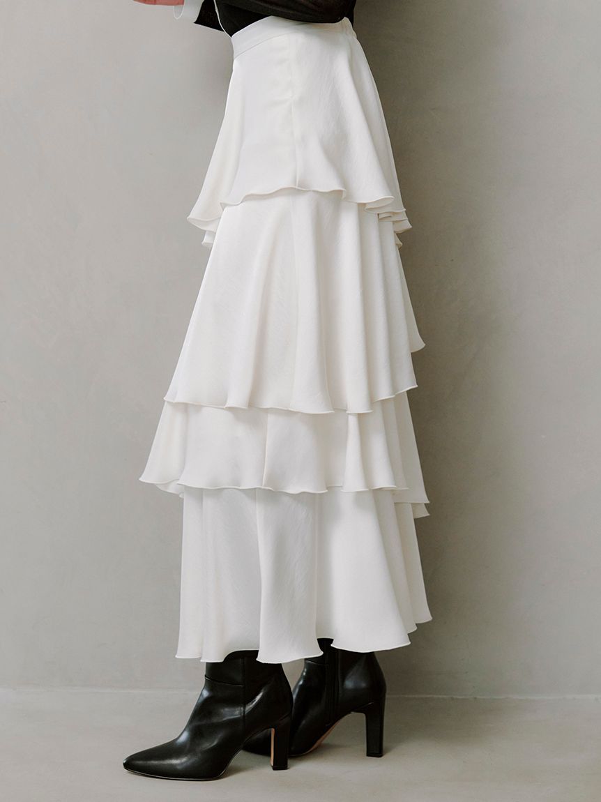 サテンナローティアードスカート(ロングスカート)｜スカート｜SNIDEL