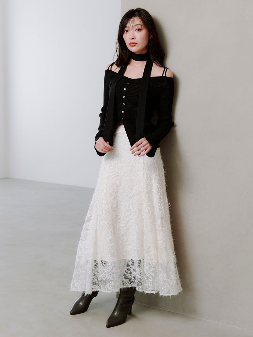 ファブリックイレヘムフレアスカート(ロングスカート)｜スカート