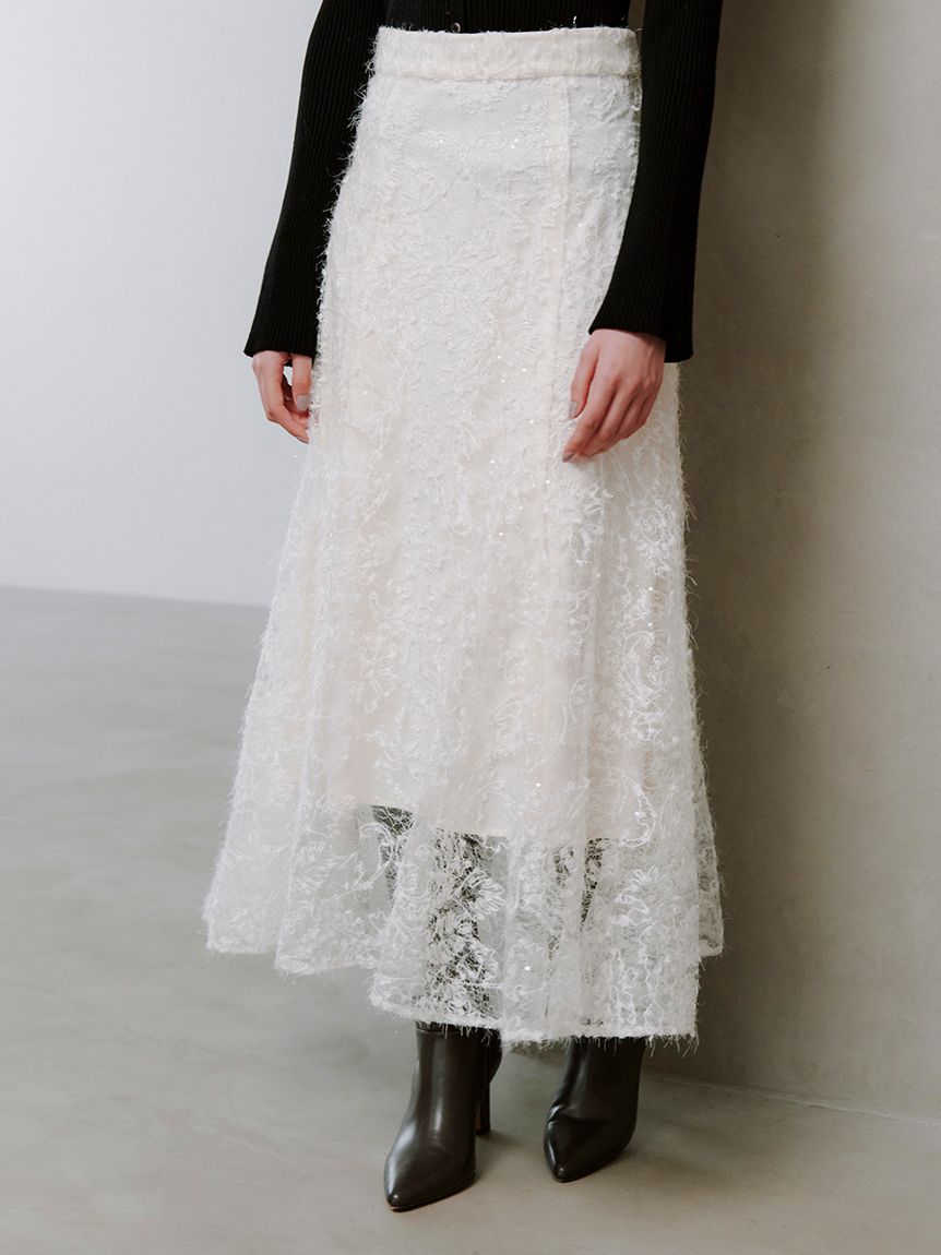 ファブリックイレヘムフレアスカート(ロングスカート)｜スカート
