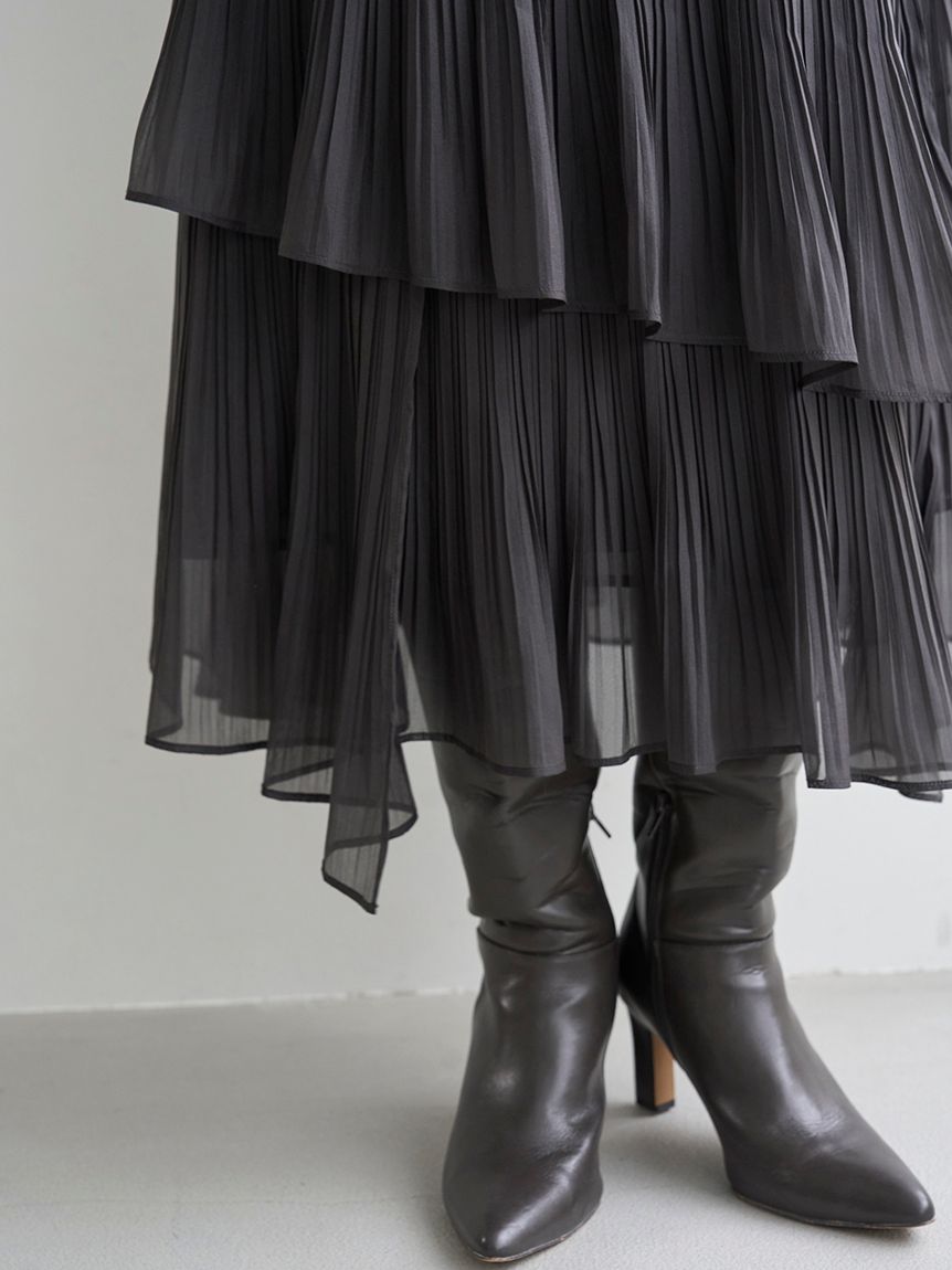 Sustainableプリーツティアードロングスカート(ロングスカート