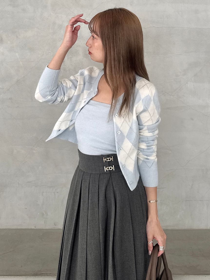 プリーツレイヤードミディスカート【カンヘウォン着用】(ひざ丈