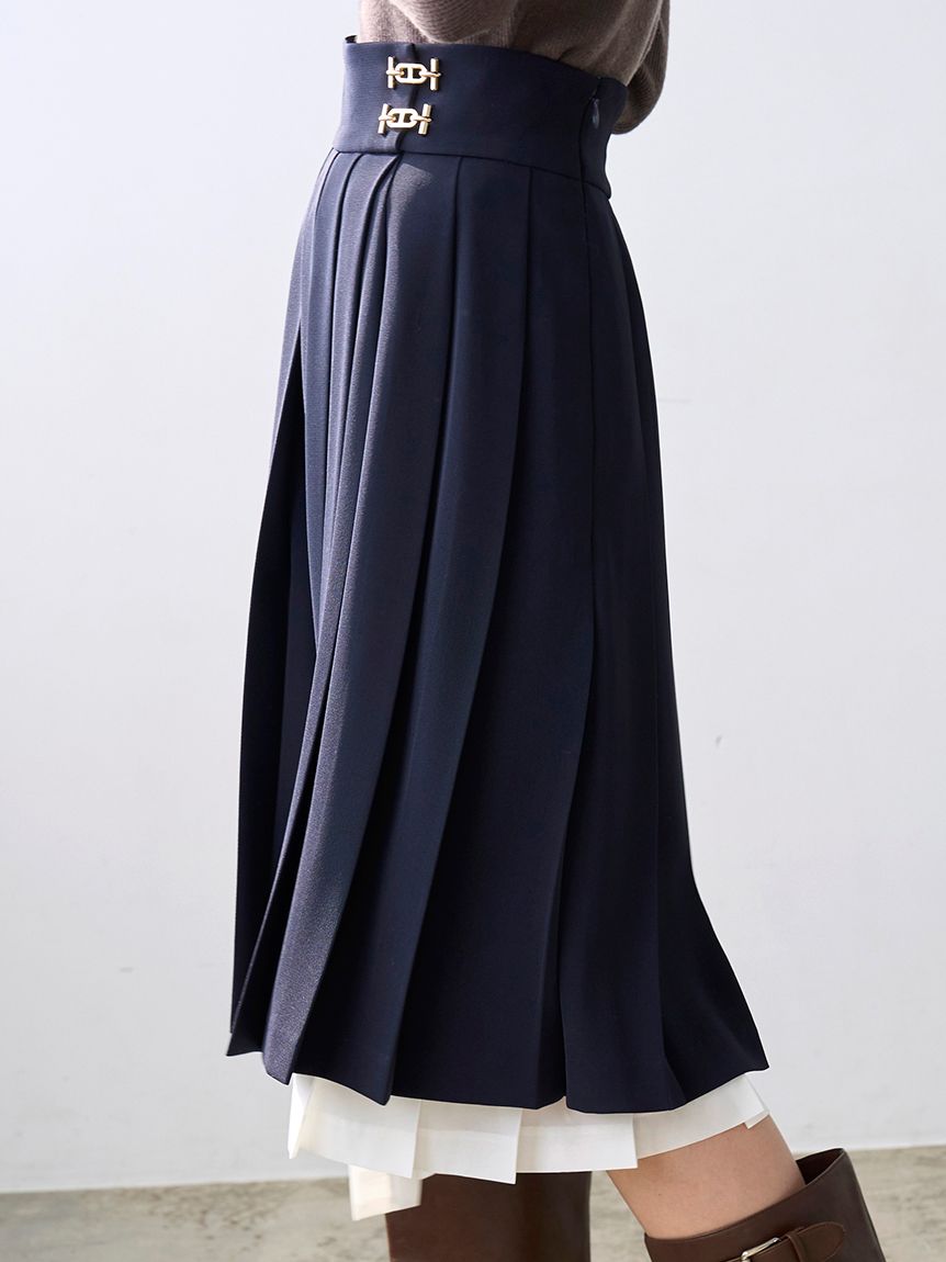 プリーツレイヤードミディスカート【カンヘウォン着用】(ひざ丈