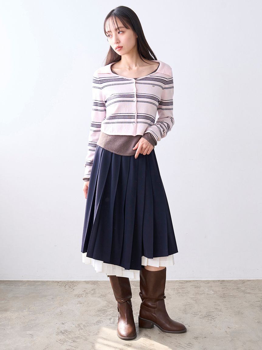 プリーツレイヤードミディスカート【カンヘウォン着用】(ひざ丈