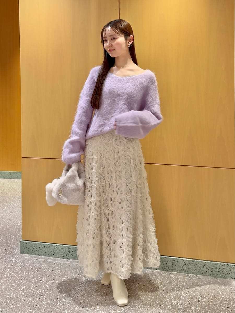 Sustainableデコラティブシフォンフレアスカート(ロングスカート