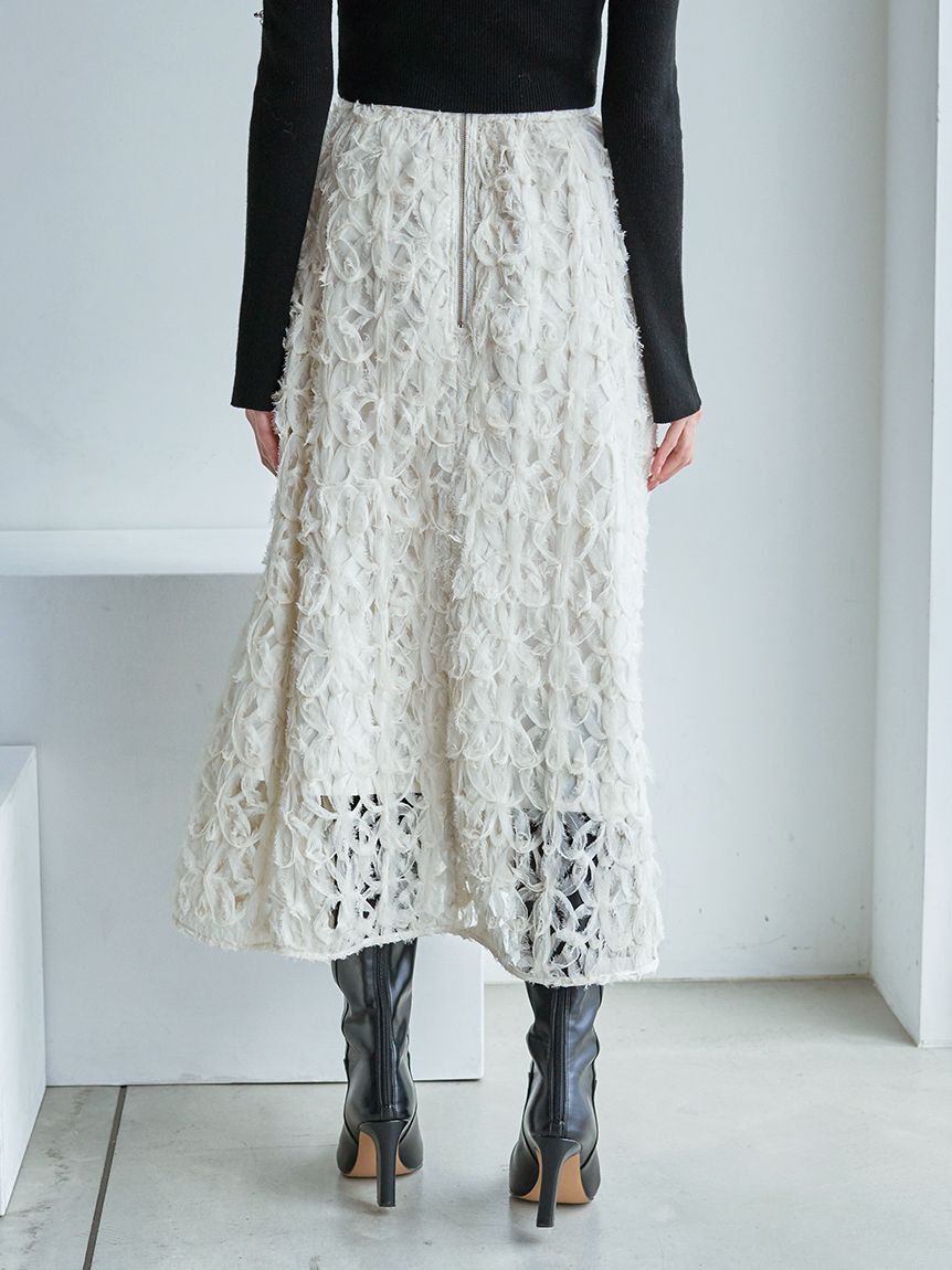 Sustainableデコラティブシフォンフレアスカート(ロングスカート