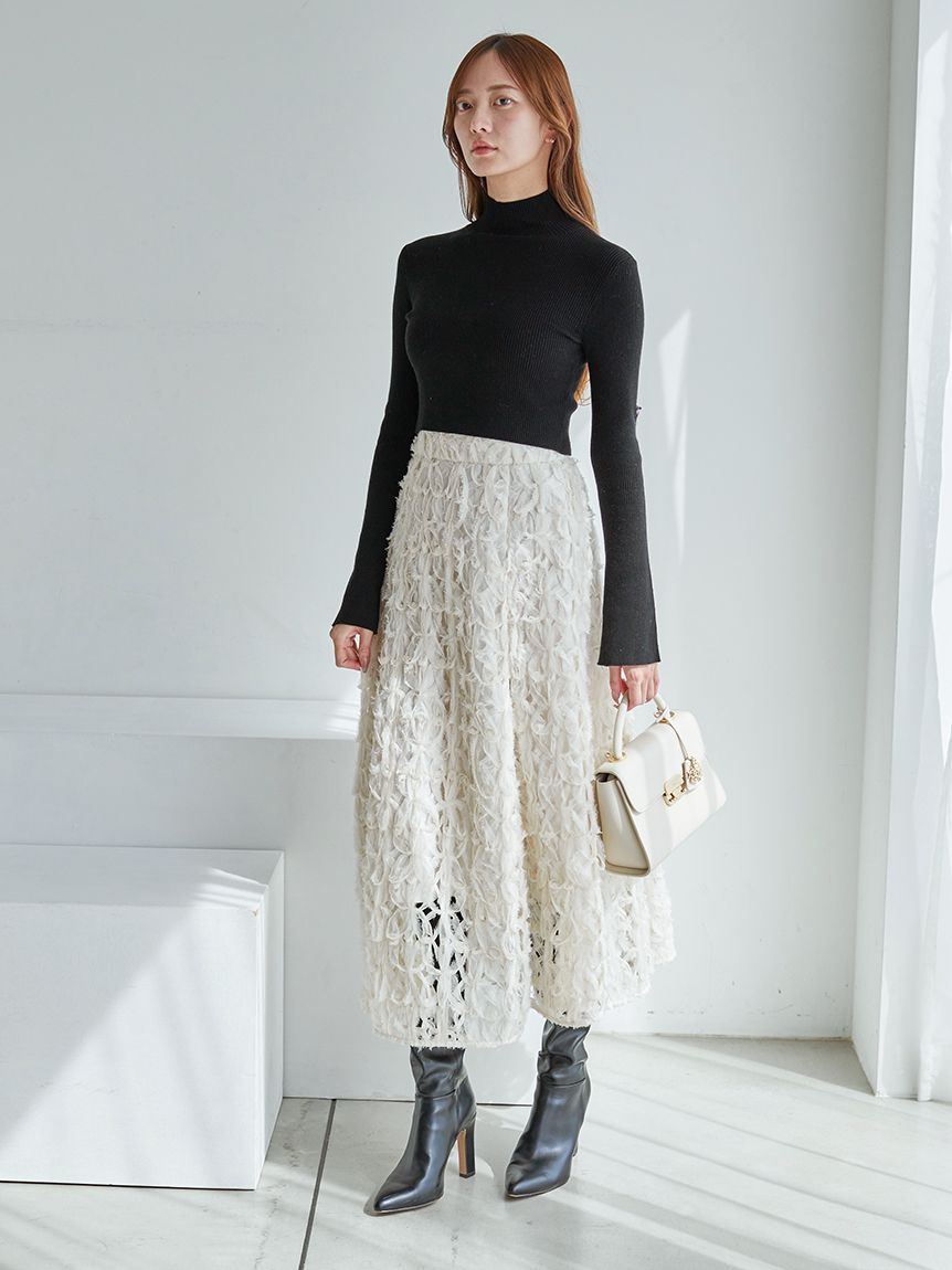 FRAYI.D⭐︎新作シフォンフレアスカート Sustainableデコラティブシフォンフレアスカート(ロングスカート