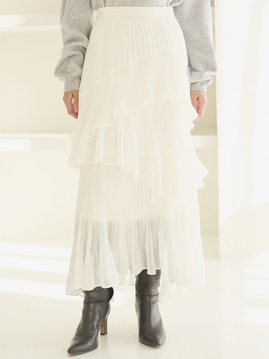 Sustainableプリーツティアードスカート(ロングスカート)｜スカート