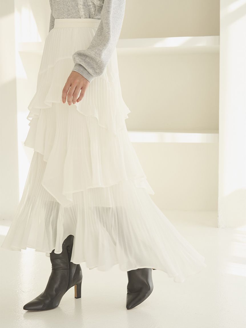 Sustainableプリーツティアードスカート(ロングスカート)｜スカート