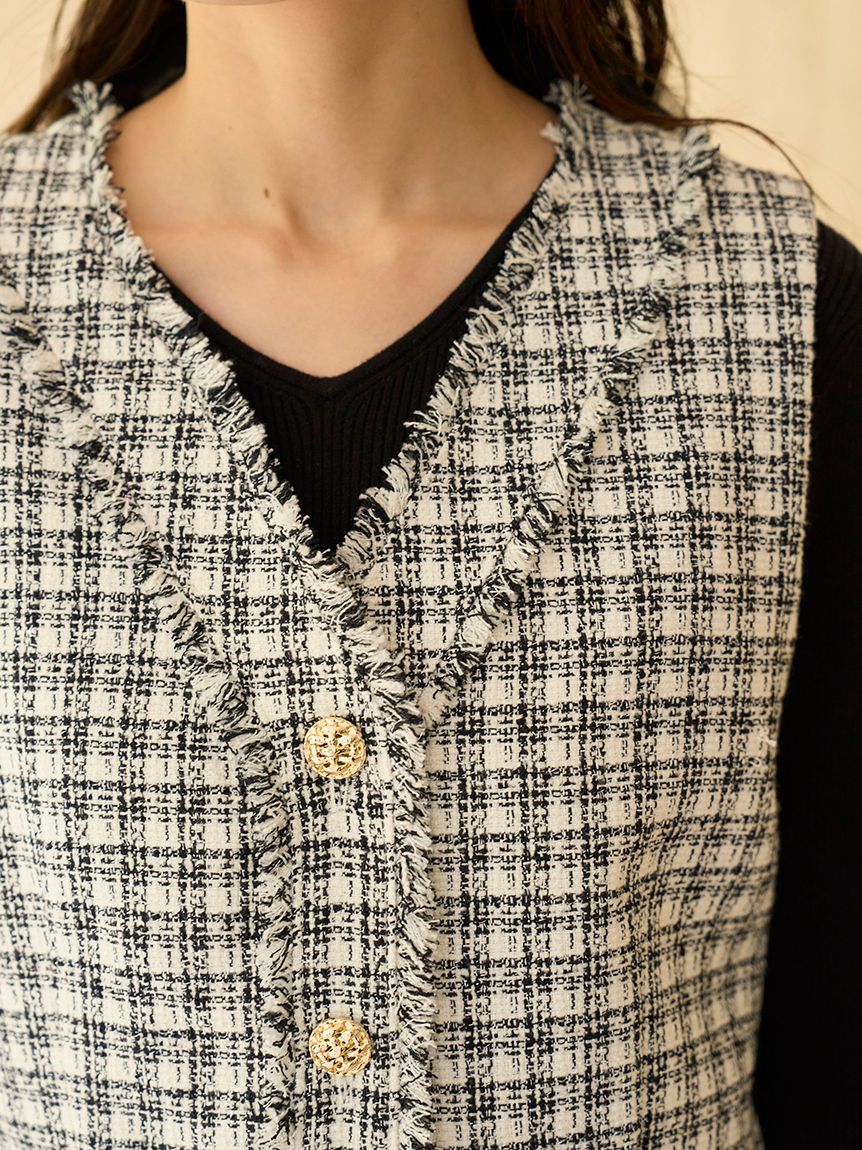 SNIDEL スナイデル ツイード ジレ スナイデル SNIDEL ツイードジレ （BLU） -ファッション通販