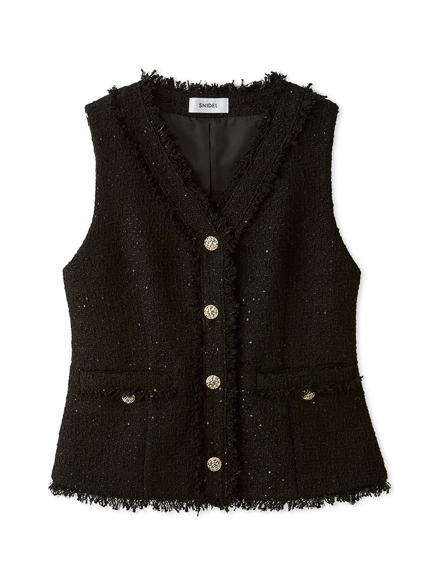 SNIDEL スナイデル ツイード ジレ SNIDEL - スナイデル snidel ツイードジレミニワンピース グレー