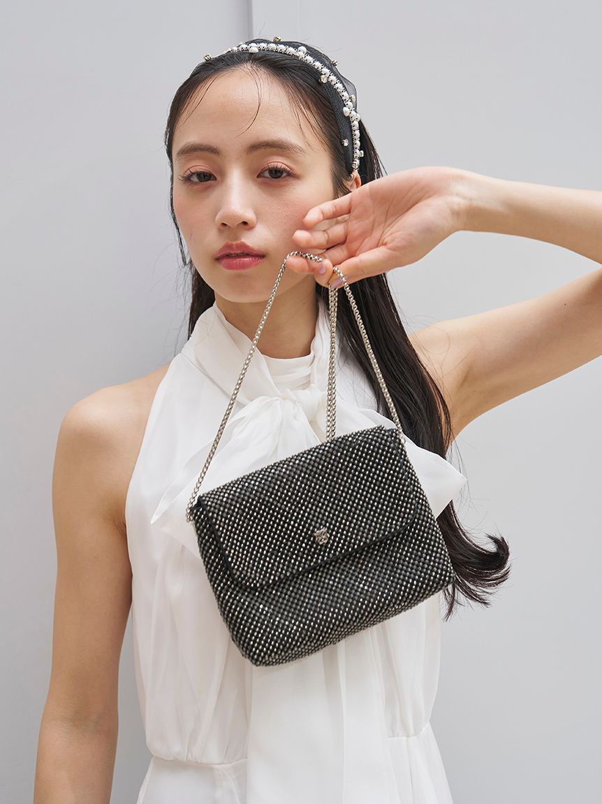 ビジューメッシュフラップミニバッグ(ショルダーバッグ)｜バッグ