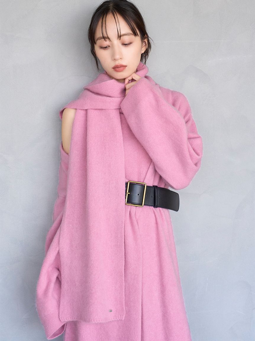 エディットフォールル購入BASERANGEリブニットマフラーピンク エディットフォールル購入BASERANGEリブニットマフラーピンク