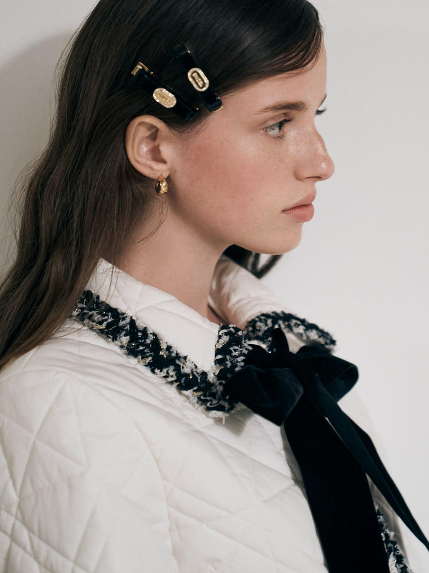 ベロアコンビリボンヘアクリップ(ヘアアクセサリー)｜アクセサリー