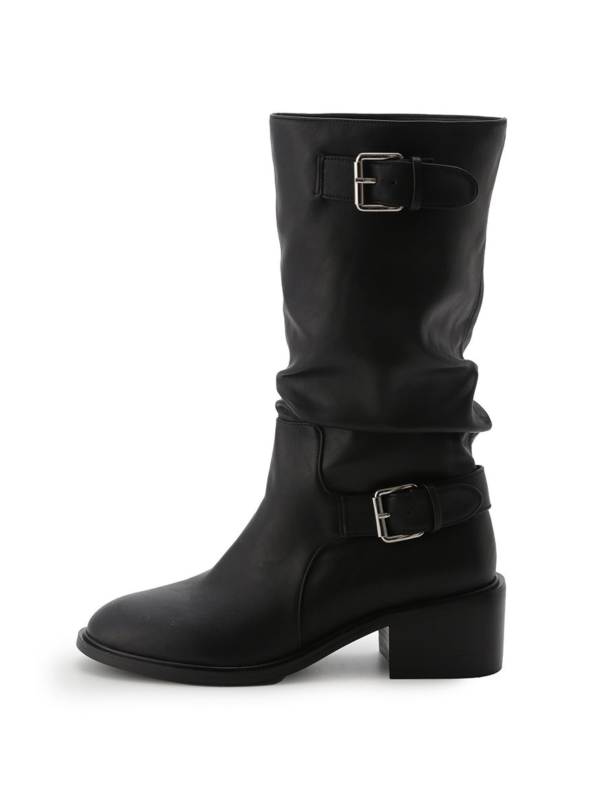 ブラックレザーショートブーツ　SNIDEL Mサイズ ルーズバックルショートブーツ(ブーツ)｜シューズ｜SNIDEL(スナイデル