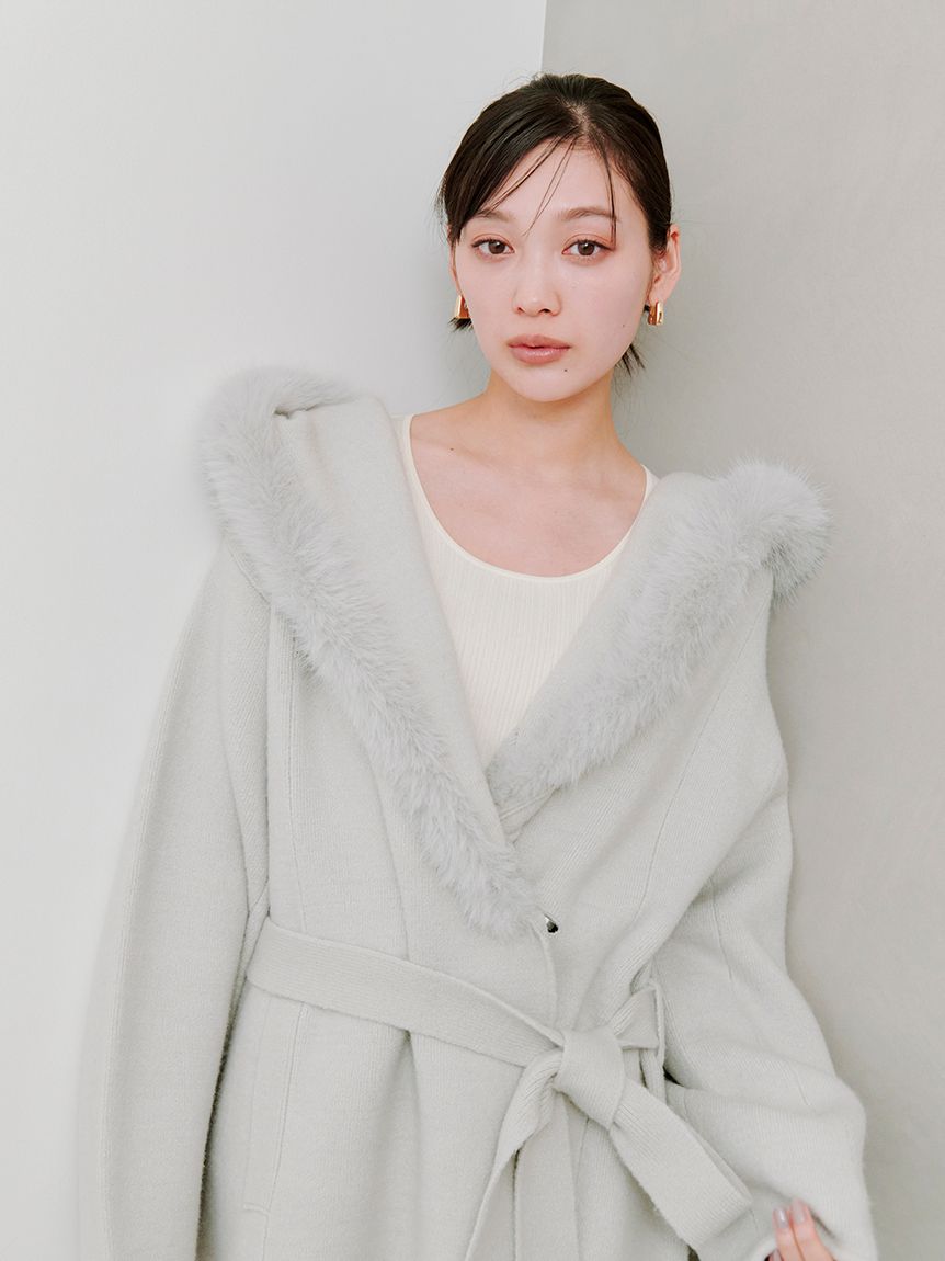 SNIDEL ファーフードニットコート SNIDEL｜ファーフードニットコート | Rakuten Fashion(楽天