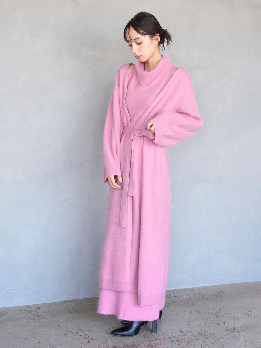 HIGH QUALITY】メリノウールニットロングコート(コート)｜アウター