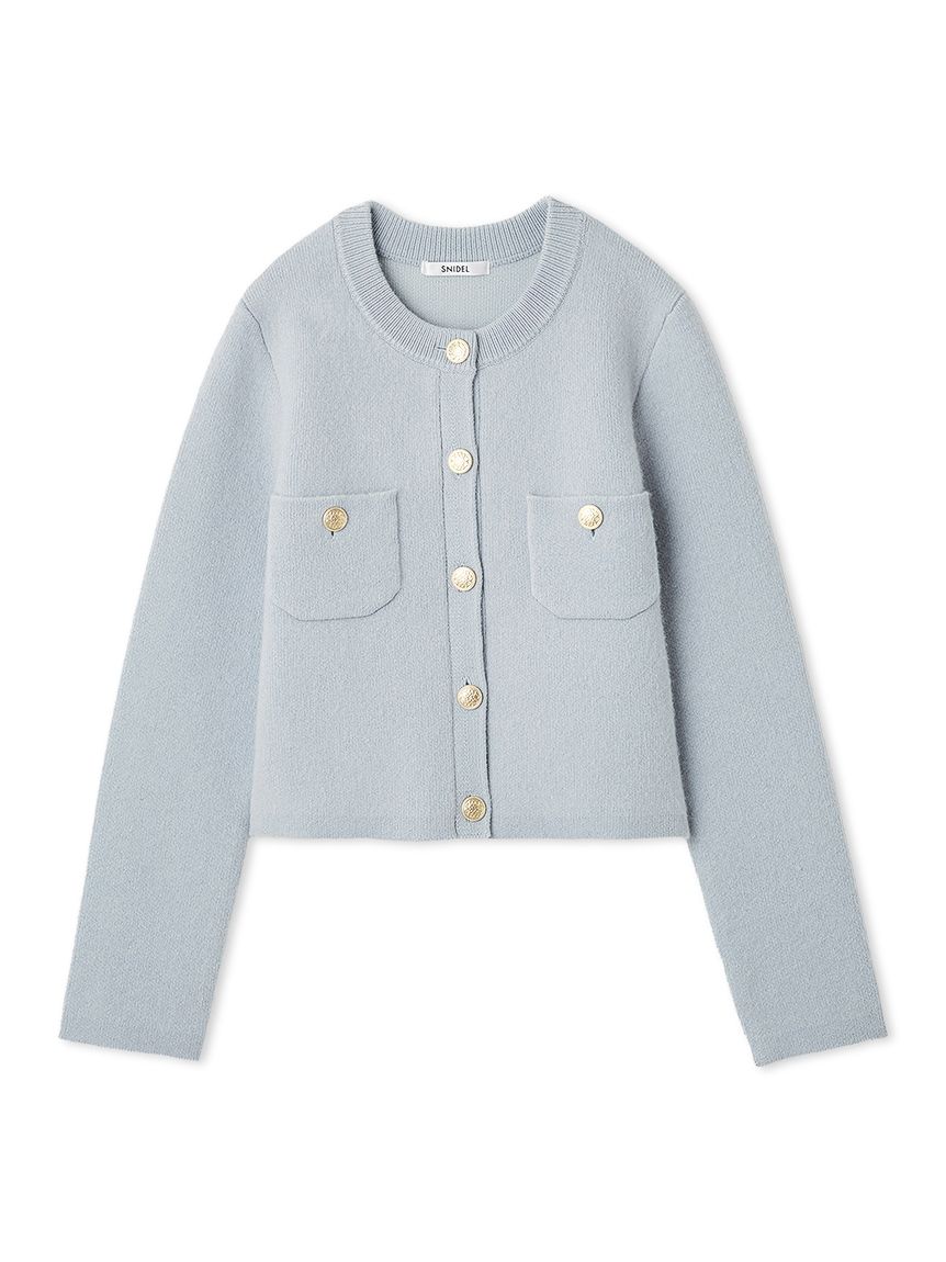 スナイデル ニットジャケット グレー 秋冬 ニットカーディガン SNIDEL ステンカラーニットジャケットカーディガン（カーディガン