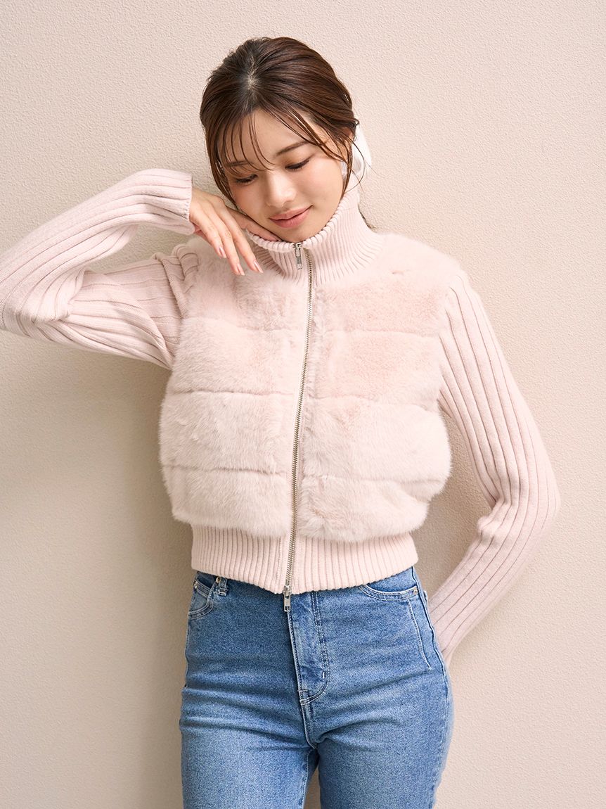 【新品未開封】SNIDEL ファーニットブルゾン ファーニットブルゾン【カンヘウォン着用】(ブルゾン)｜アウター