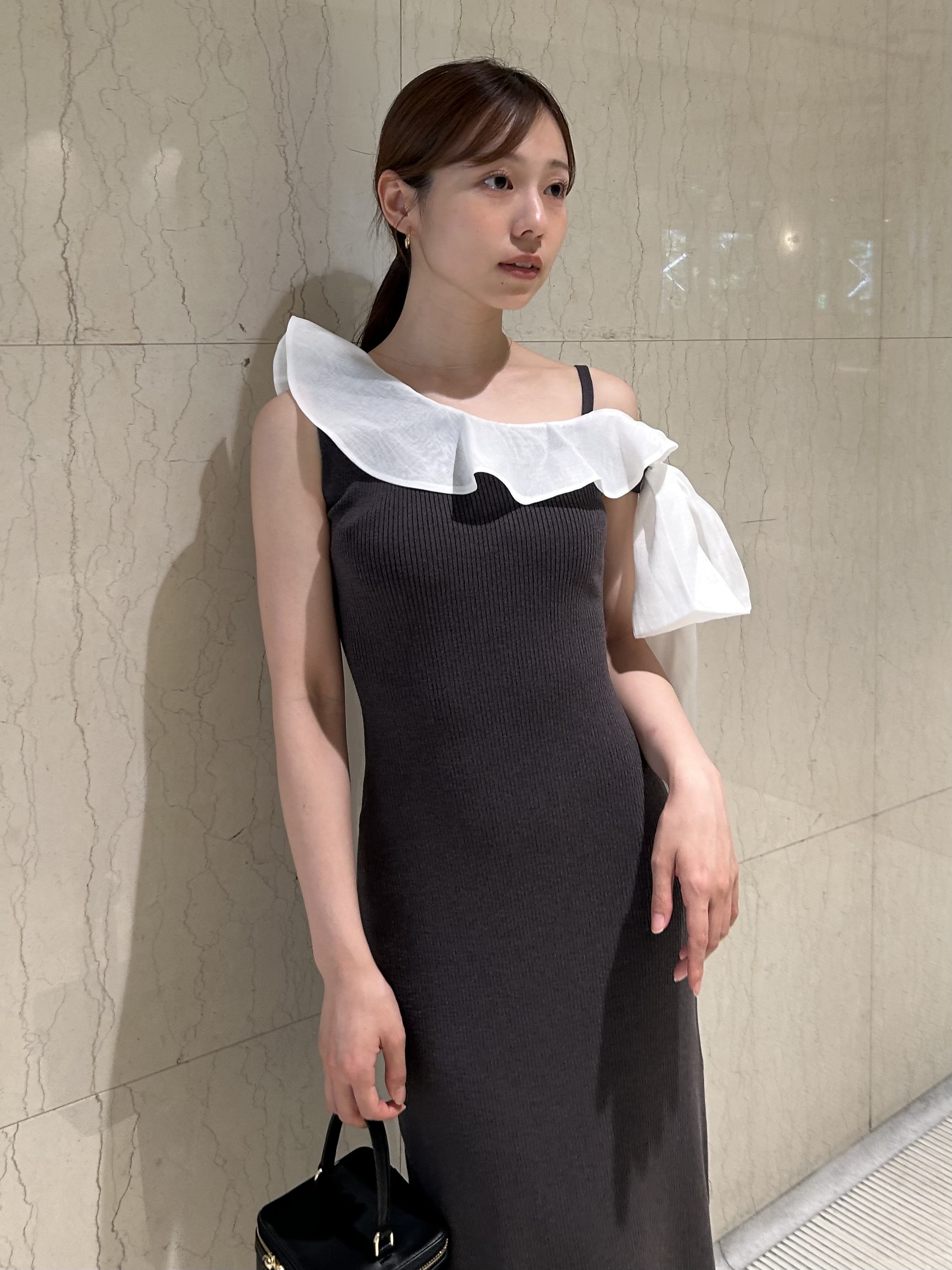 ワンショルリボンニットワンピース(マキシ・ロングワンピース