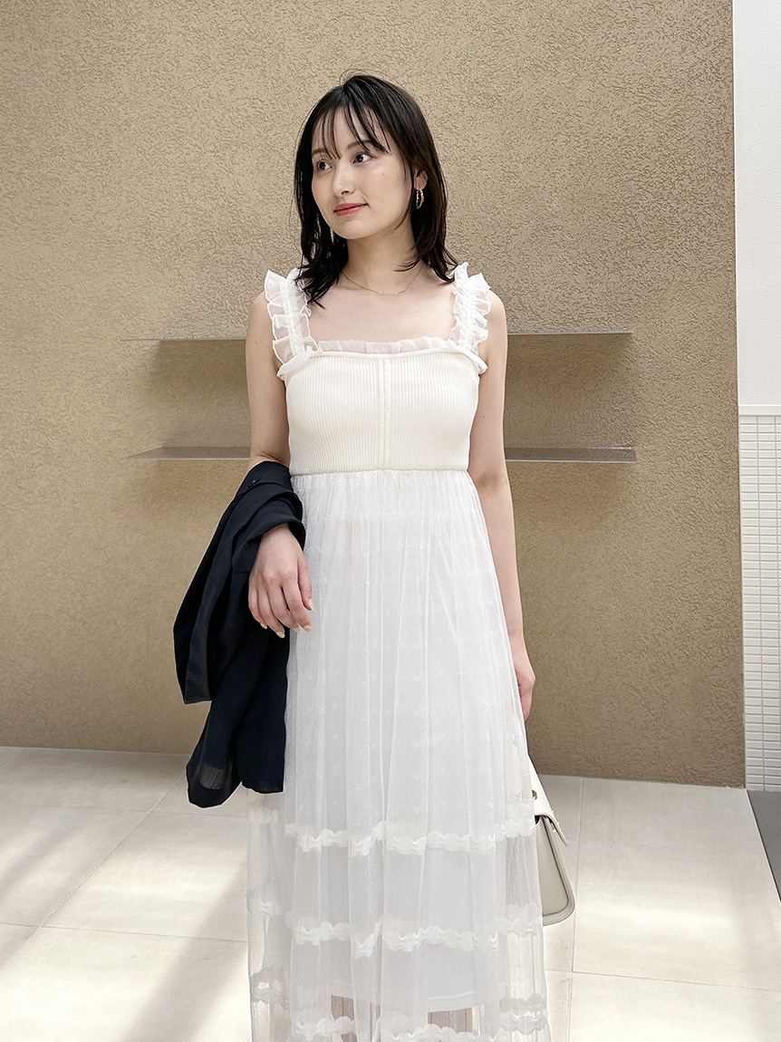 herlipto LeGrandMidiDressワンピース　snidel ティアードニットワンピース(マキシ・ロングワンピース