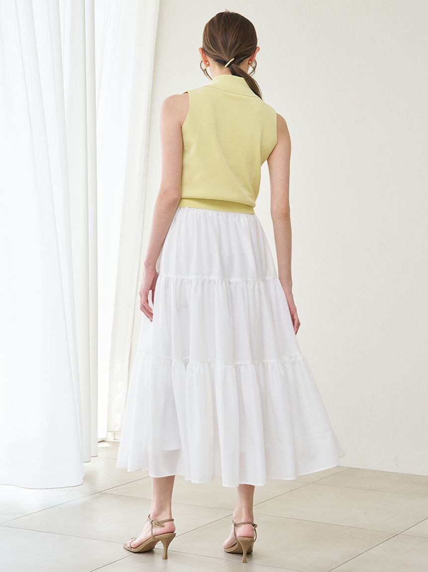 ニットベスト×ティアードスカートセット(トップス＆ボトムセット