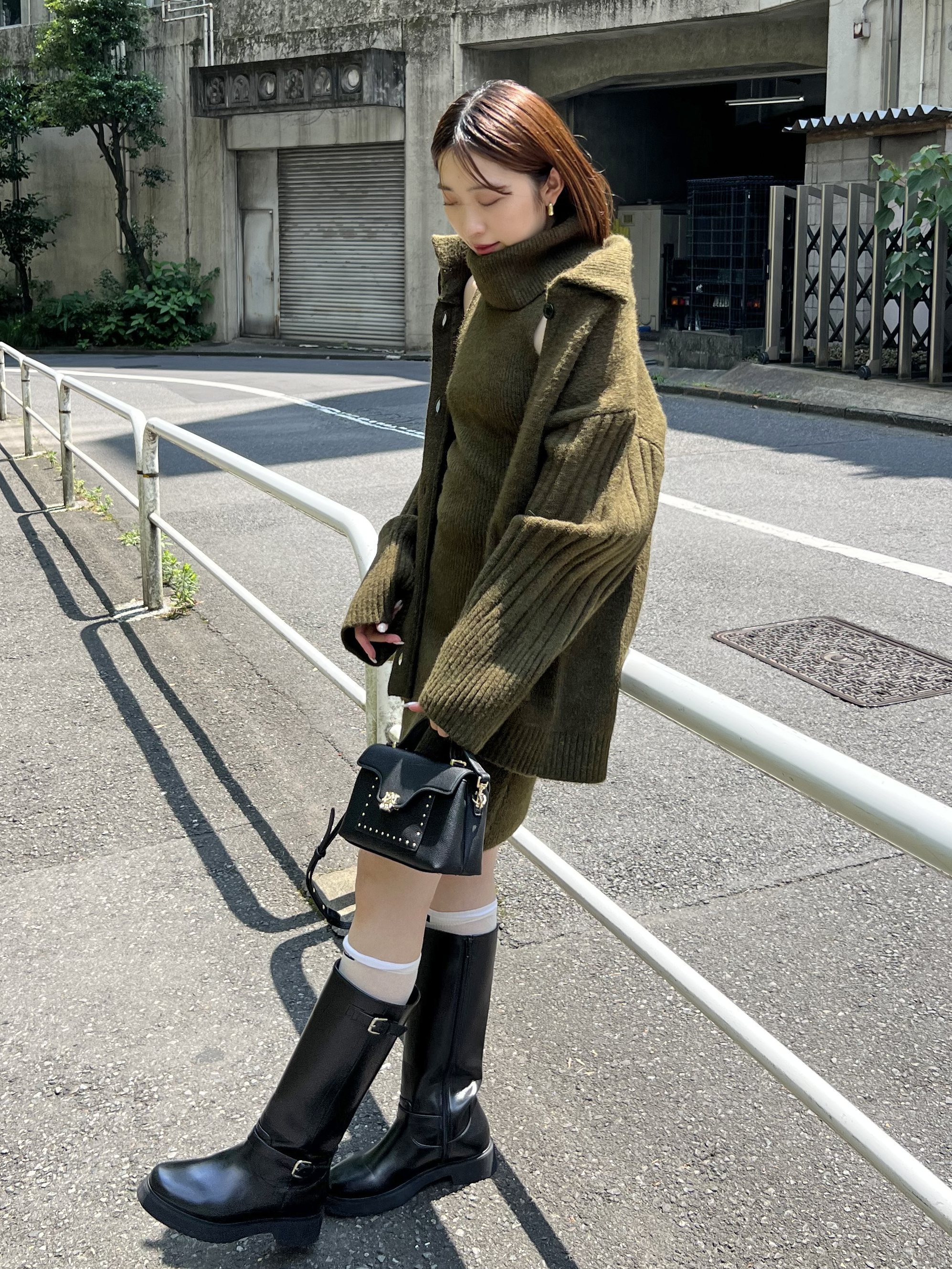 タートルネックミニニットワンピース(ミニワンピース)｜ワンピース