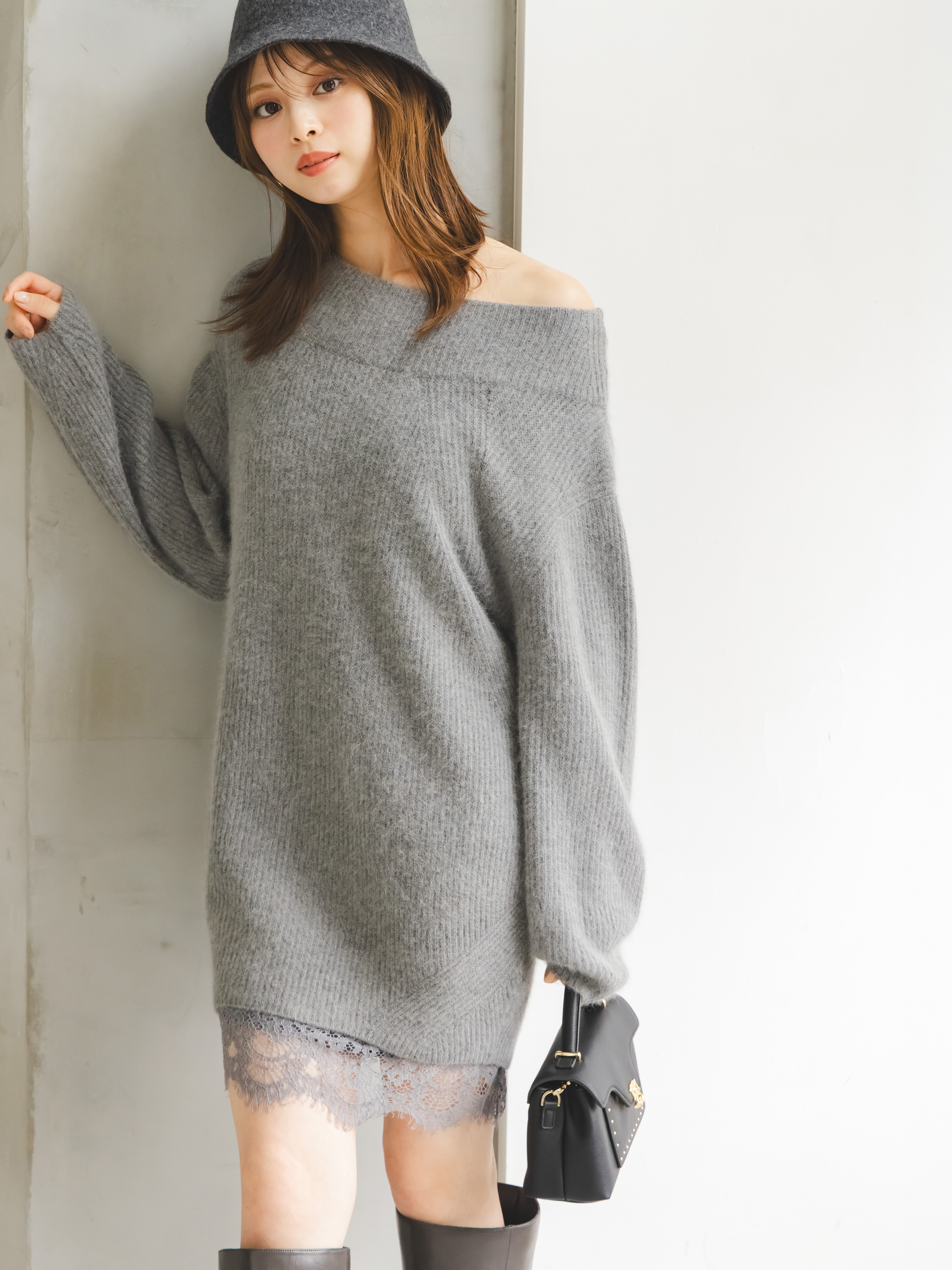 ニットセットキャミミニワンピース(ミニワンピース)｜ワンピース