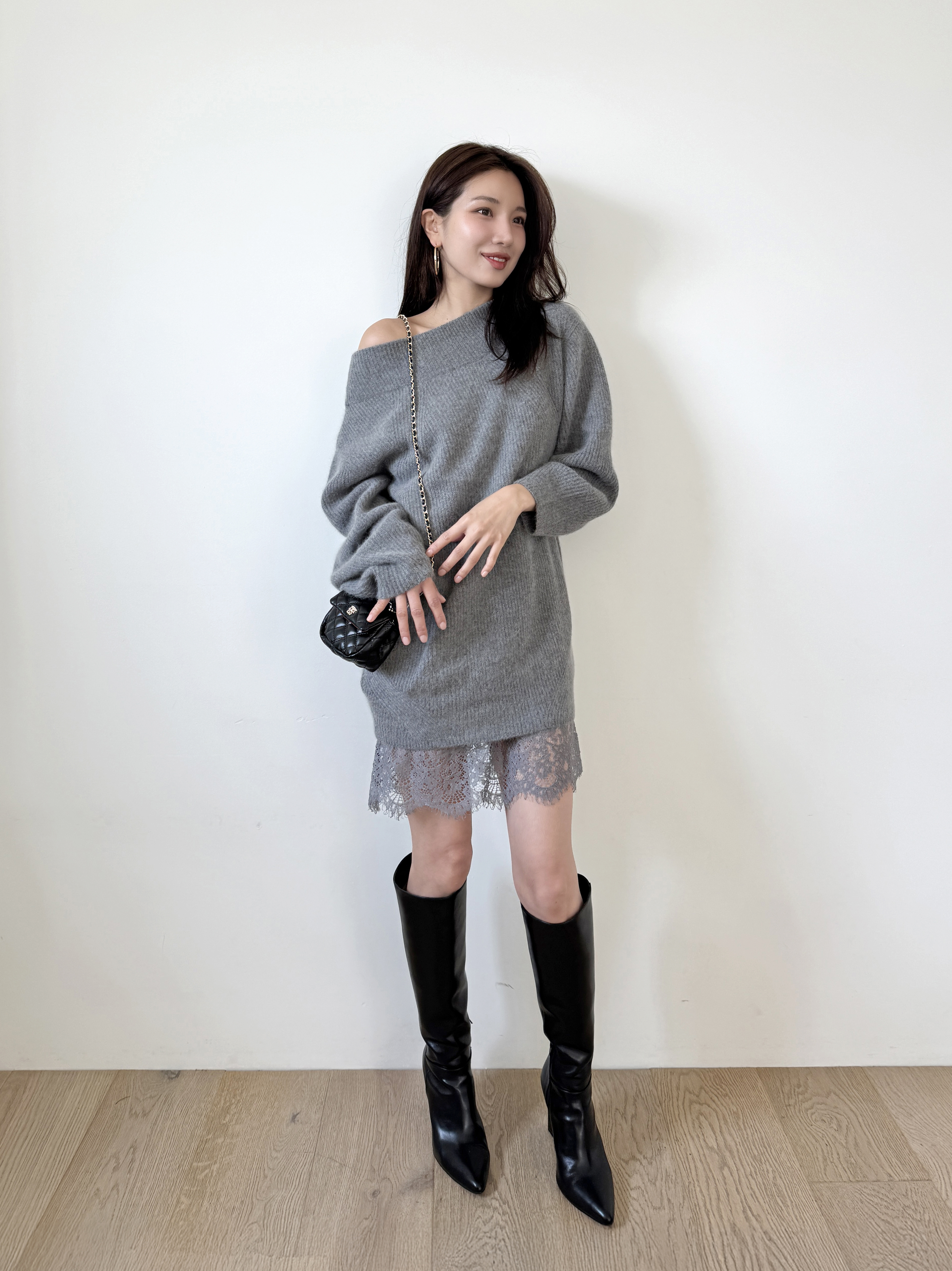 SNIDEL ミニニットワンピース ニットジャケット グレー 2点セット SNIDEL - ミニニットワンピース& ニットジャケットの通販 by