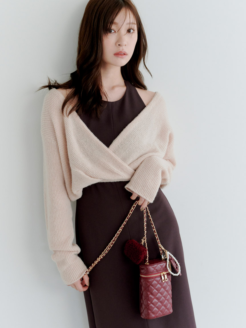 カシュクールニットセットホルターワンピース(マキシ・ロング