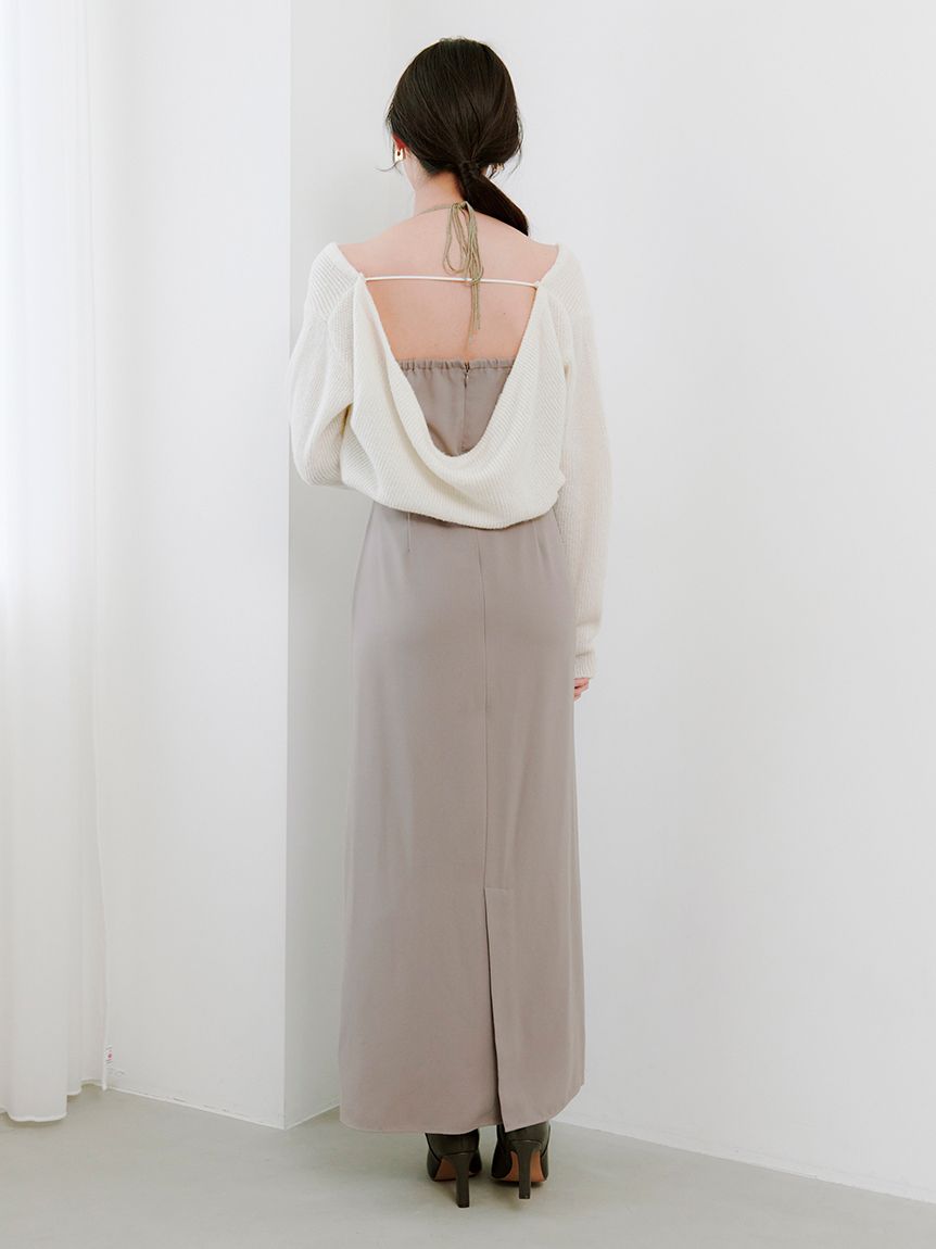 SNIDELロングワンピース カシュクールニットセットホルターワンピース(マキシ・ロング
