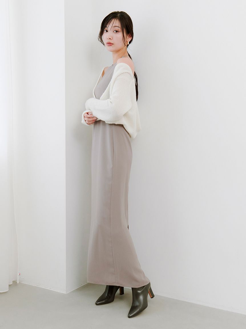 SNIDELロングワンピース カシュクールニットセットホルターワンピース(マキシ・ロング