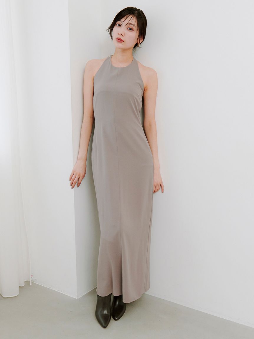 SNIDELロングワンピース カシュクールニットセットホルターワンピース(マキシ・ロング