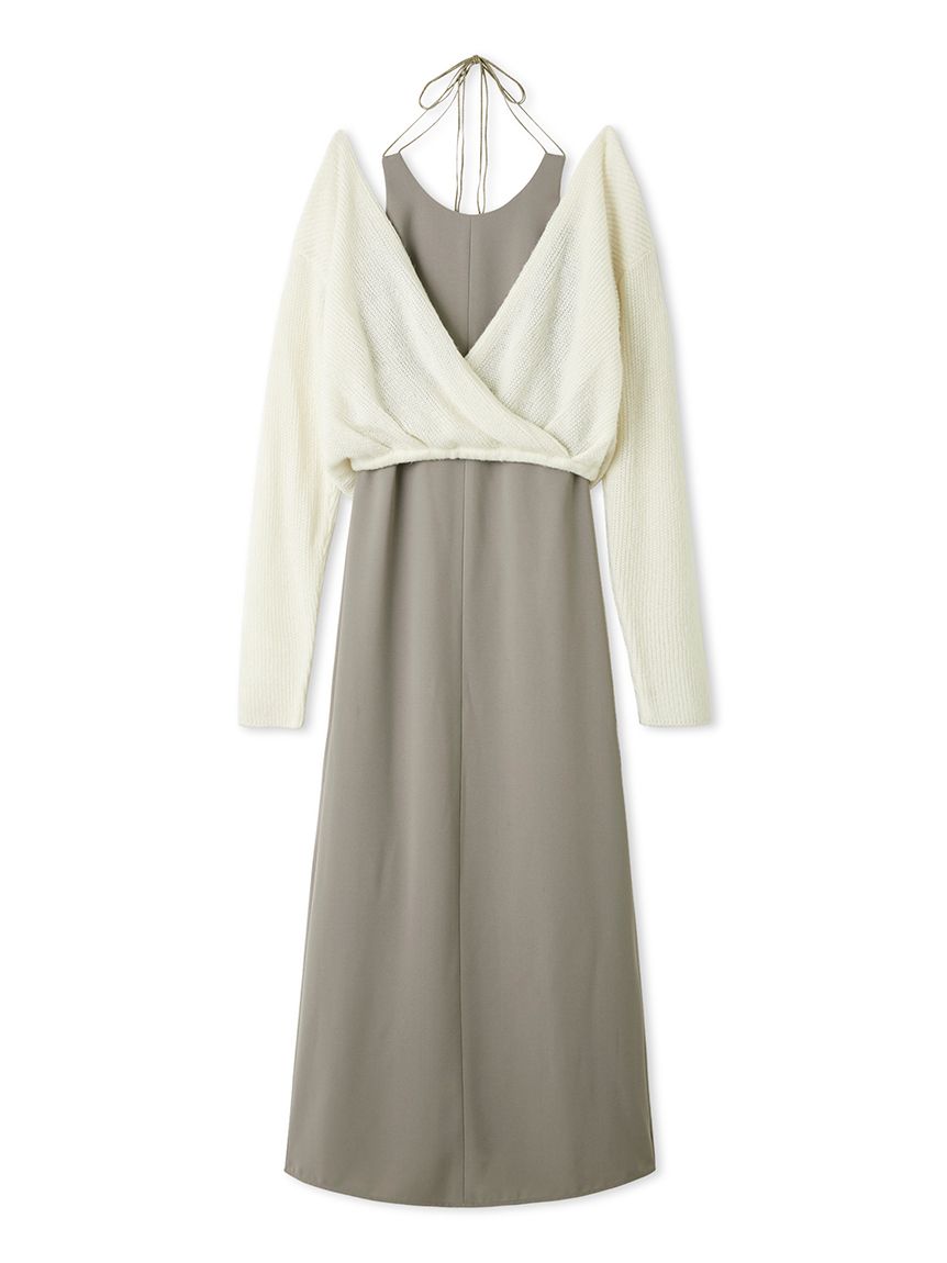カシュクールニットセットホルターワンピース(マキシ・ロング