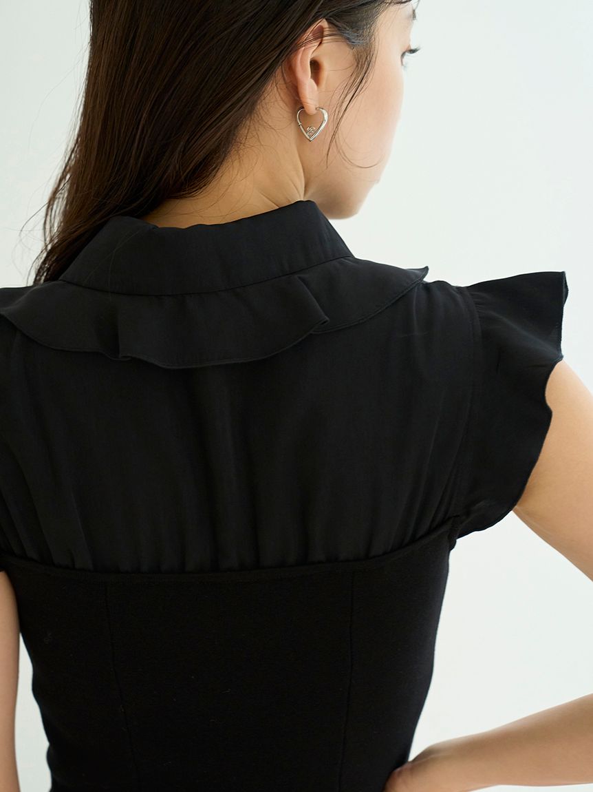 Sustainableフリルカラードッキングミニワンピース(ミニワンピース