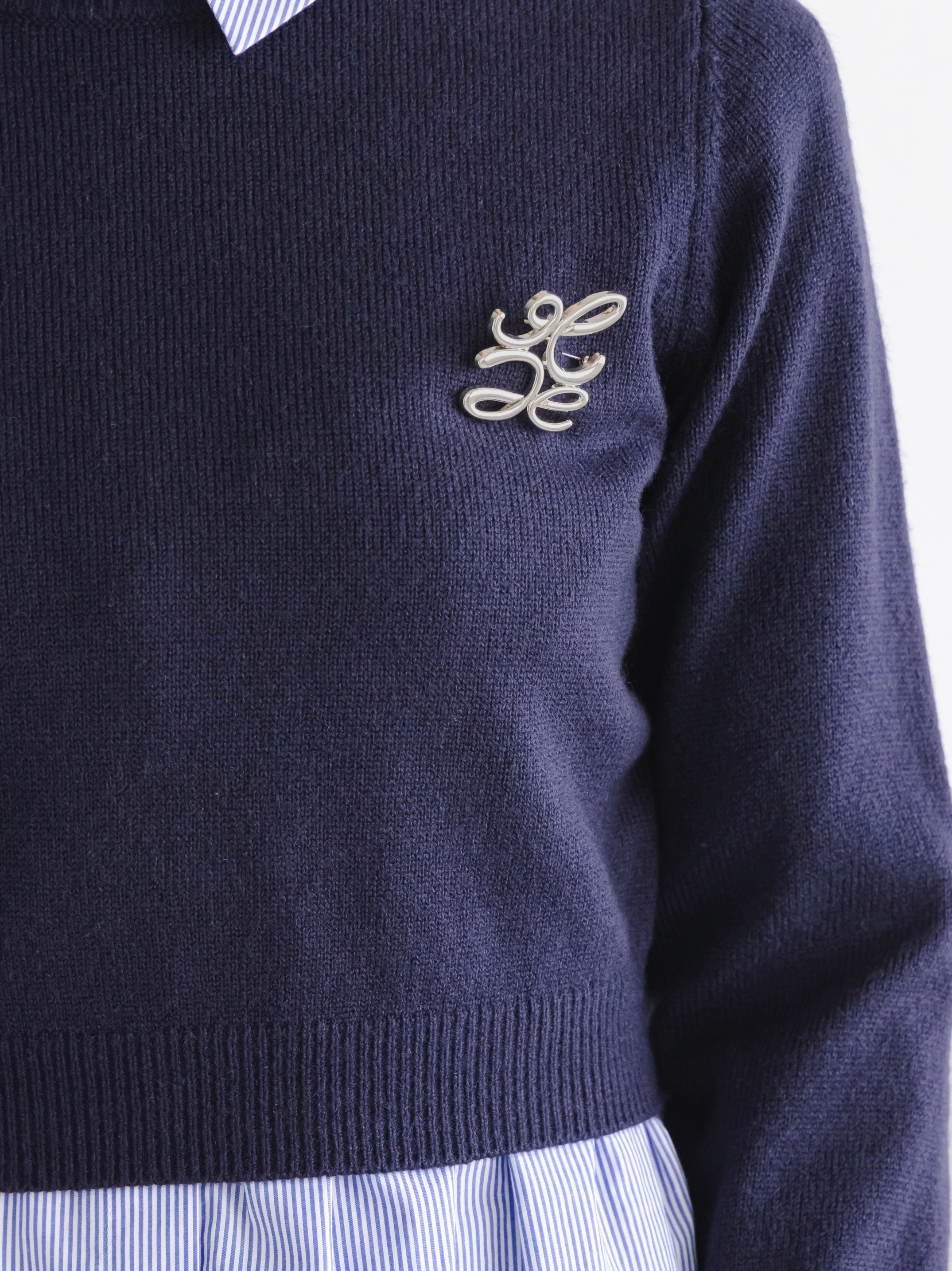 SNIDEL 2025AWニットセットブローチ付きミニシャツワンピース ニットセットブローチ付きミニシャツワンピース(ミニワンピース