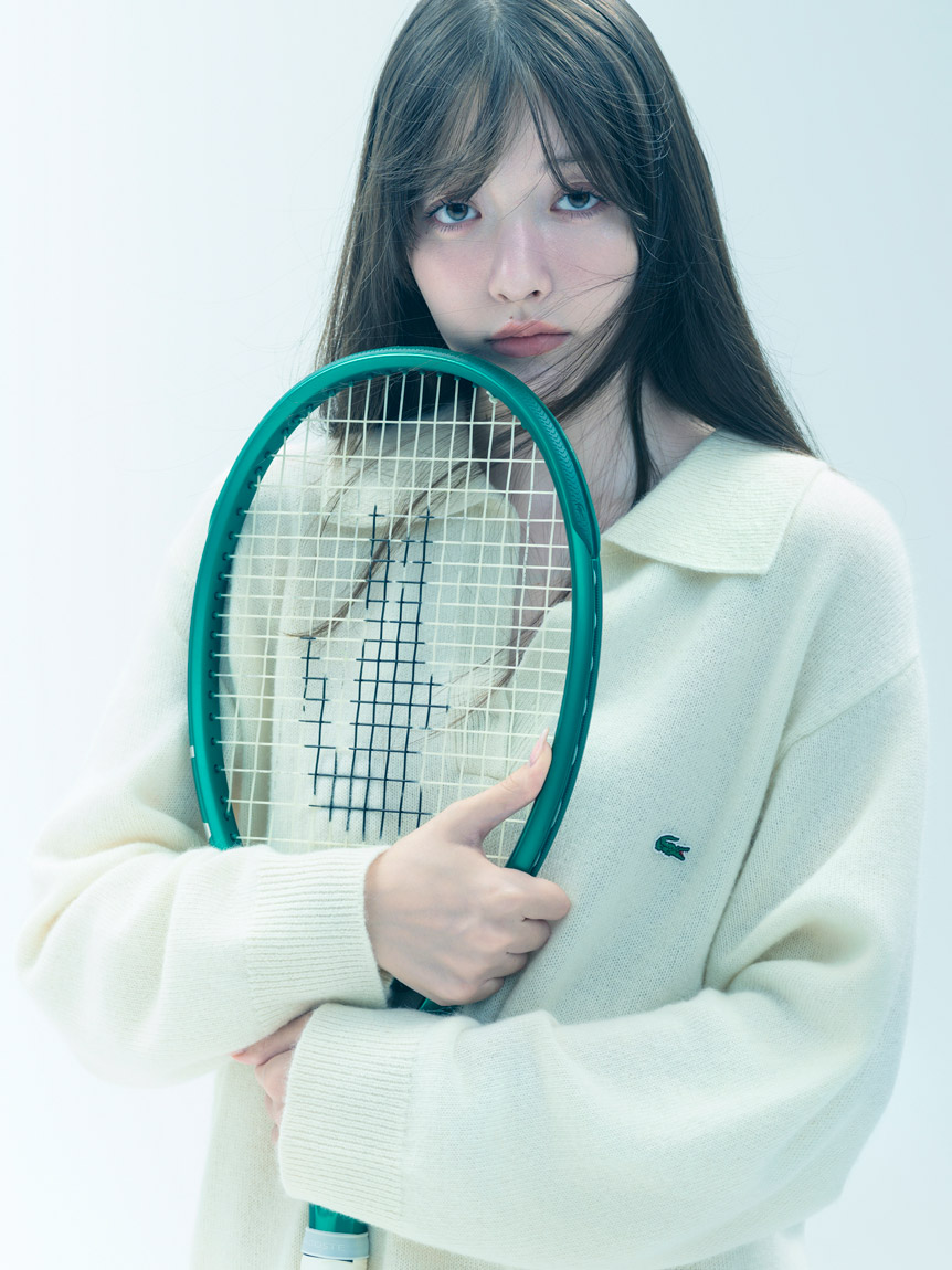 LACOSTE/スキッパーニットワンピース(マキシ・ロングワンピース