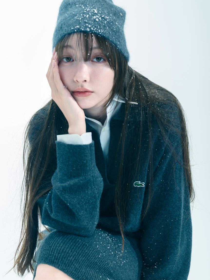 LACOSTE/スキッパーニットワンピース(マキシ・ロングワンピース