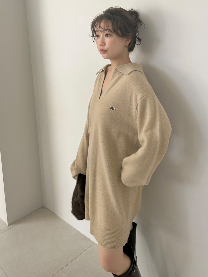 LACOSTE/スキッパーニットワンピース(マキシ・ロングワンピース
