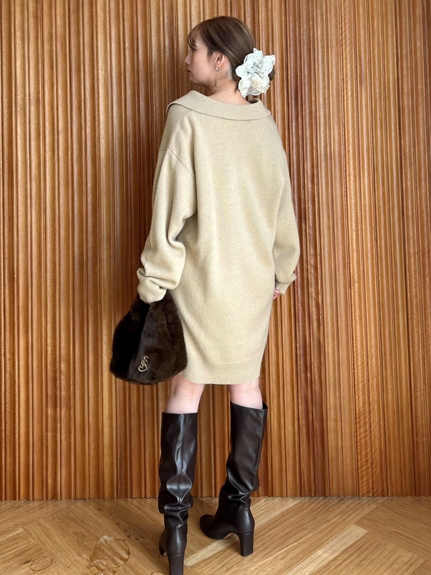 LACOSTE/スキッパーニットワンピース(マキシ・ロングワンピース