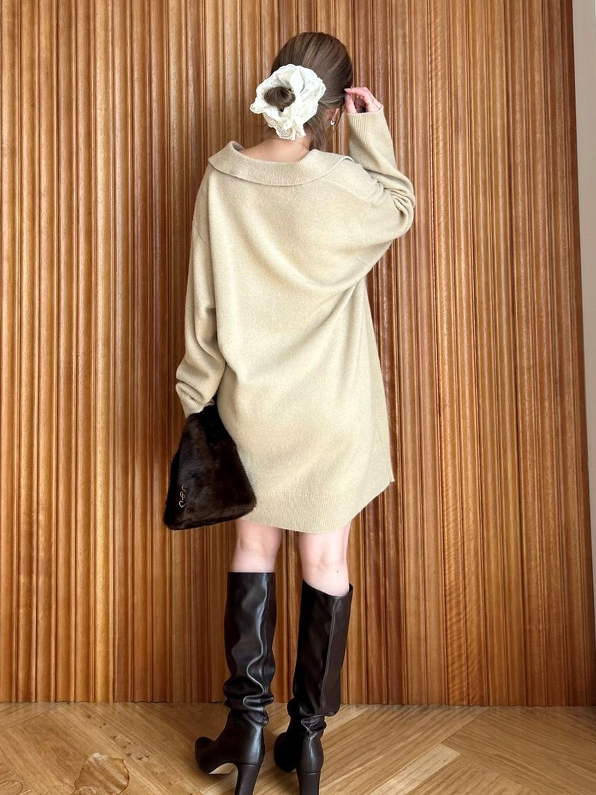 LACOSTE/スキッパーニットワンピース(マキシ・ロングワンピース