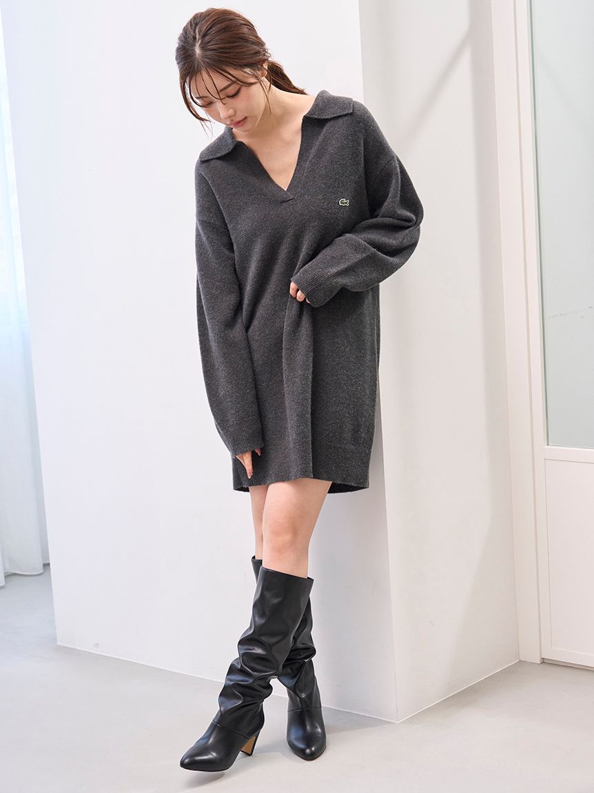 LACOSTE/スキッパーニットワンピース(マキシ・ロングワンピース