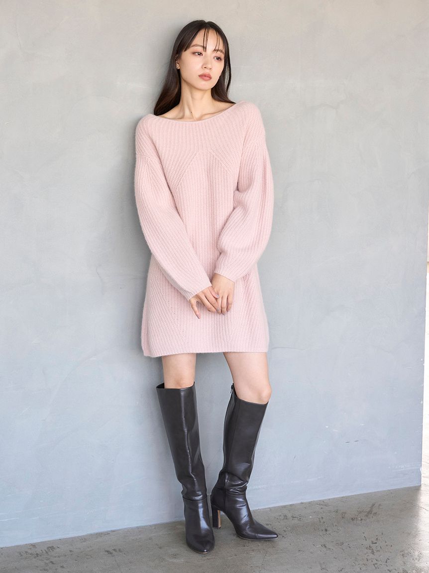 SNIDEL ラクーンミニニットワンピース ピンク ラクーンミニニットワンピース(ミニワンピース)｜ワンピース