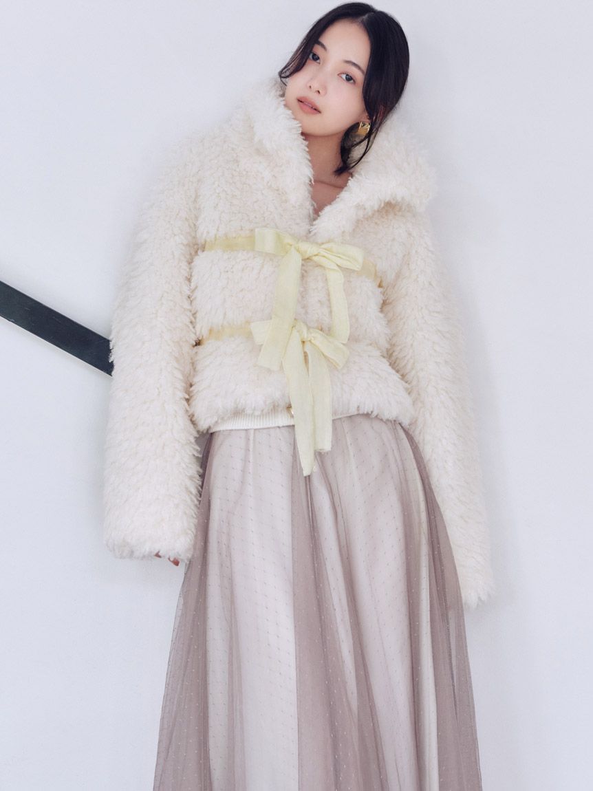 チュールスカートセットカーディガン(トップス＆ボトムセット