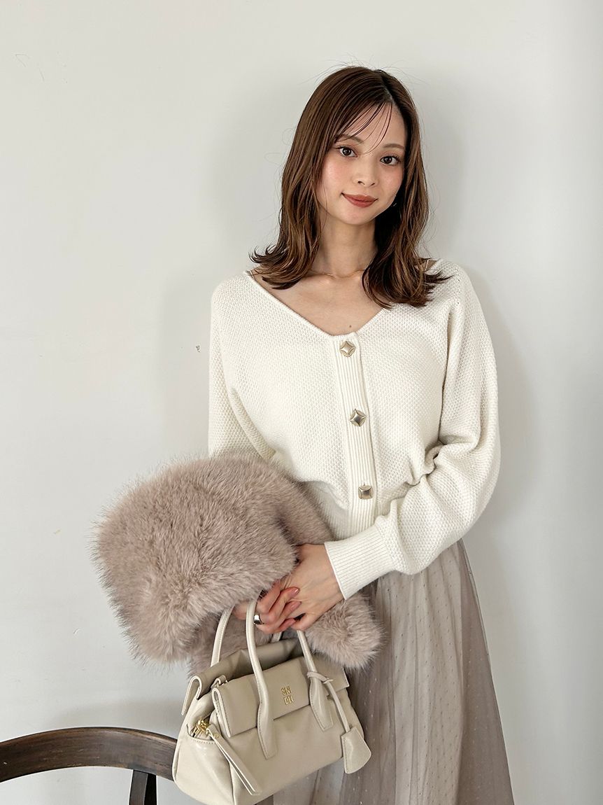 チュールスカートセットカーディガン(トップス＆ボトムセット