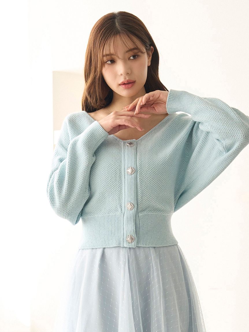 チュールスカートセットカーディガン(トップス＆ボトムセット