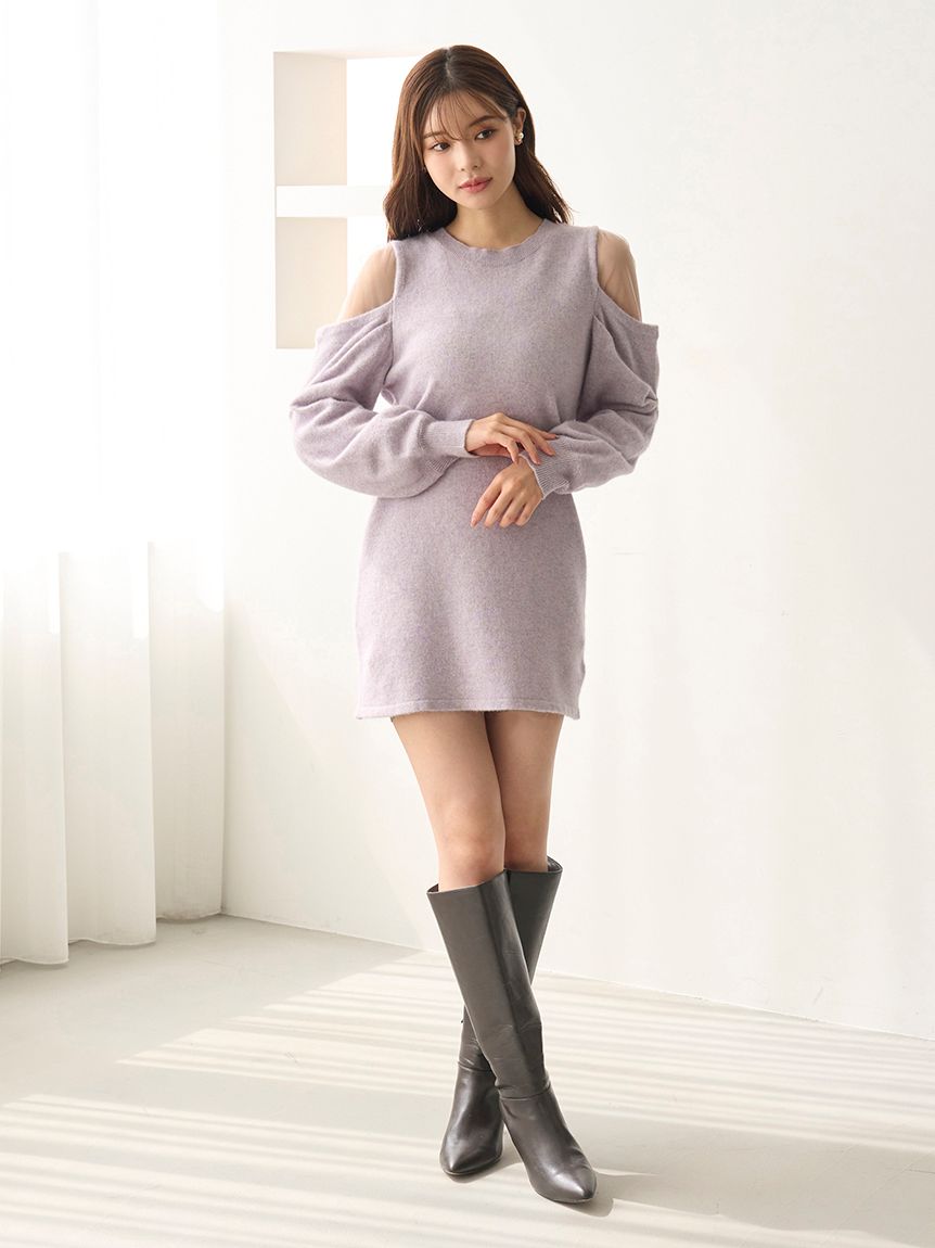 ♡kr☆新品 snidel シースルーショルダーニット ワンピース SNIDEL（スナイデル） ワンピース シースルーショルダーニット