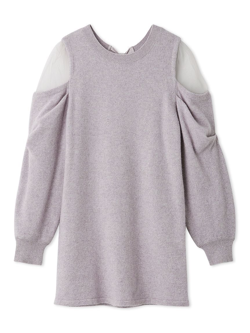 シースルーショルダーニットワンピース(マキシ・ロングワンピース