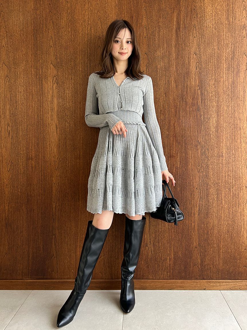 レースクロシェカーデセットワンピース(マキシ・ロングワンピース